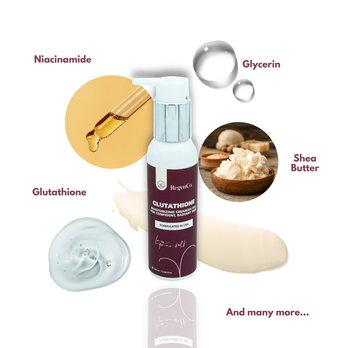 RegenCo. Glutathione Moisturizing Creamish Gel - 100ml | Face Moisturizer For Confident Glowing Skin | Face Moisturizer Cream 100 ml