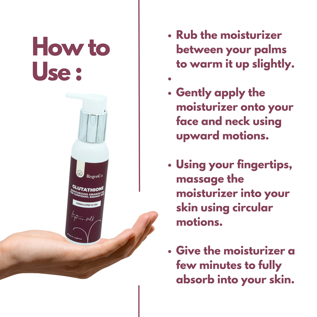 RegenCo. Glutathione Moisturizing Creamish Gel - 100ml | Face Moisturizer For Confident Glowing Skin | Face Moisturizer Cream 100 ml