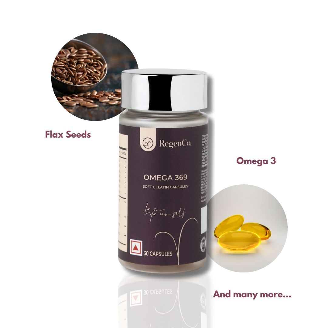 RegenCo. Omega 369 Soft Gelatin Capsules - 30 Capsules | Fish oil for Heart, Brain & Joints | Omega Supplement For Heart, Skin, Joint & Muscles Support | Omega Fishoil Softgel