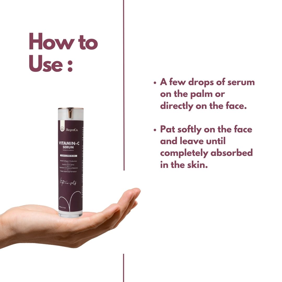 RegenCo. Vitamin C Serum 30 ml | Hydration & Moisture Retainer Fades Hyperpigmentation | Vitamin C Face Serum For Glowing Skin | Reduces Dark Spots & Evens Skin Tone | All Skin Types