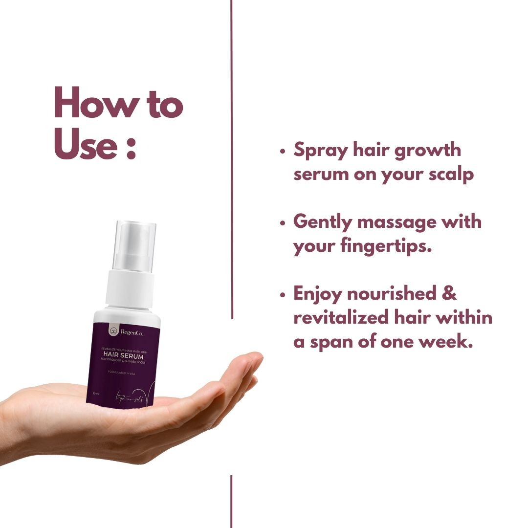 RegenCo. Hair Growth Serum - 60ml | Hair Serum with Herbocell for Moisturized & Soft hair | Reduces Hair Fall & Breakage Promotes Healthy Scalp | All Hair Types | Anti Hairfall Serum 60ml